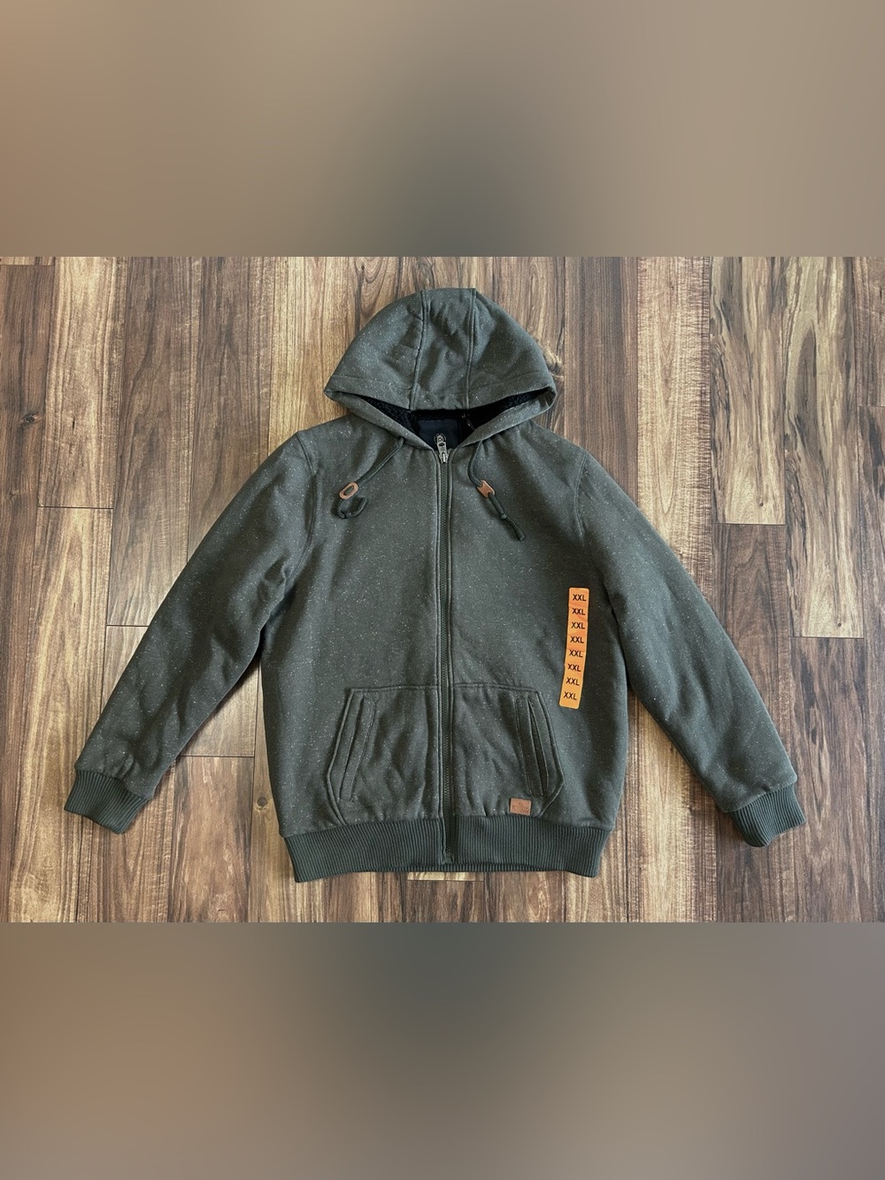 NEW Buffalo David Bitton Mens Sherpa Lined Full Zip Hoodie XXL Green